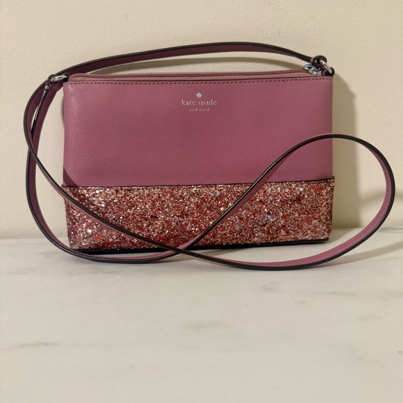 kate spade Handbags - Kate Spade Greta Court Ramey Dusty Peony Glitter Crossbody